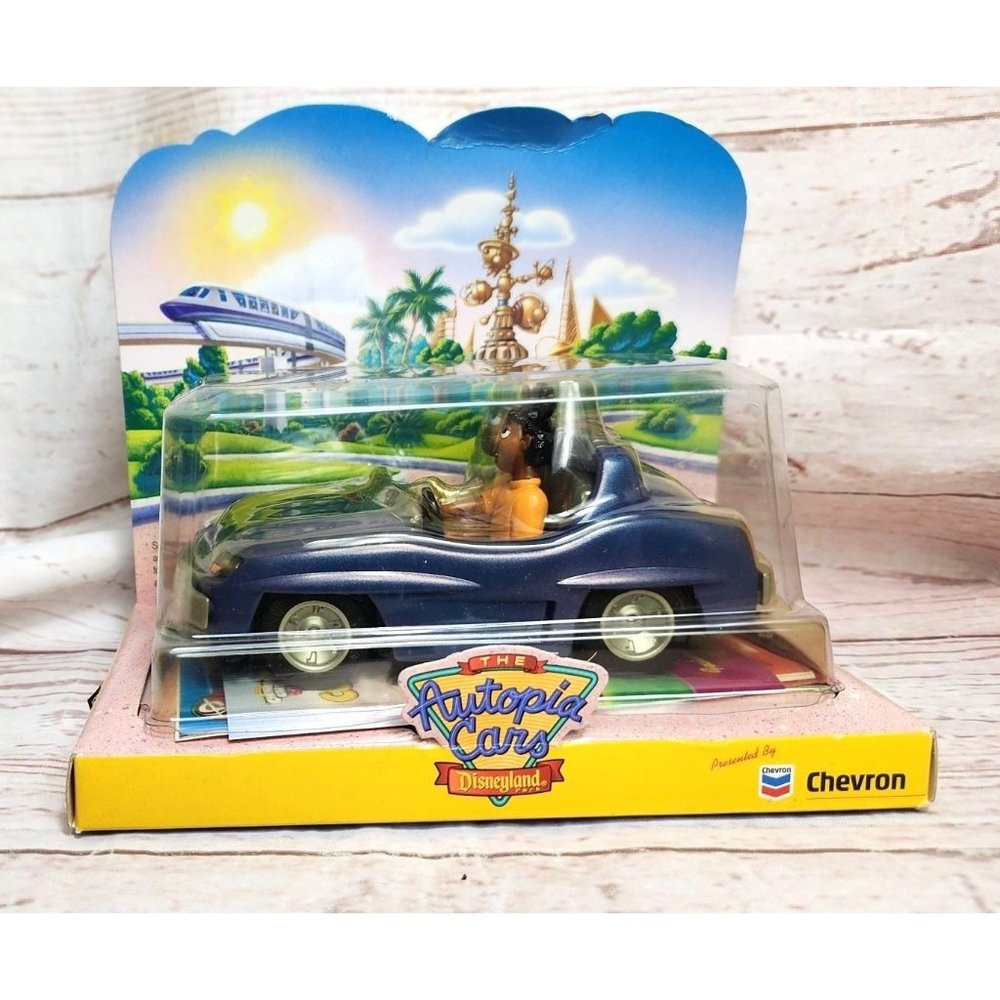 Vintage 2000 Autopia Cars Disneyland Chevron Toy Car - Pull Back Rolling Gift